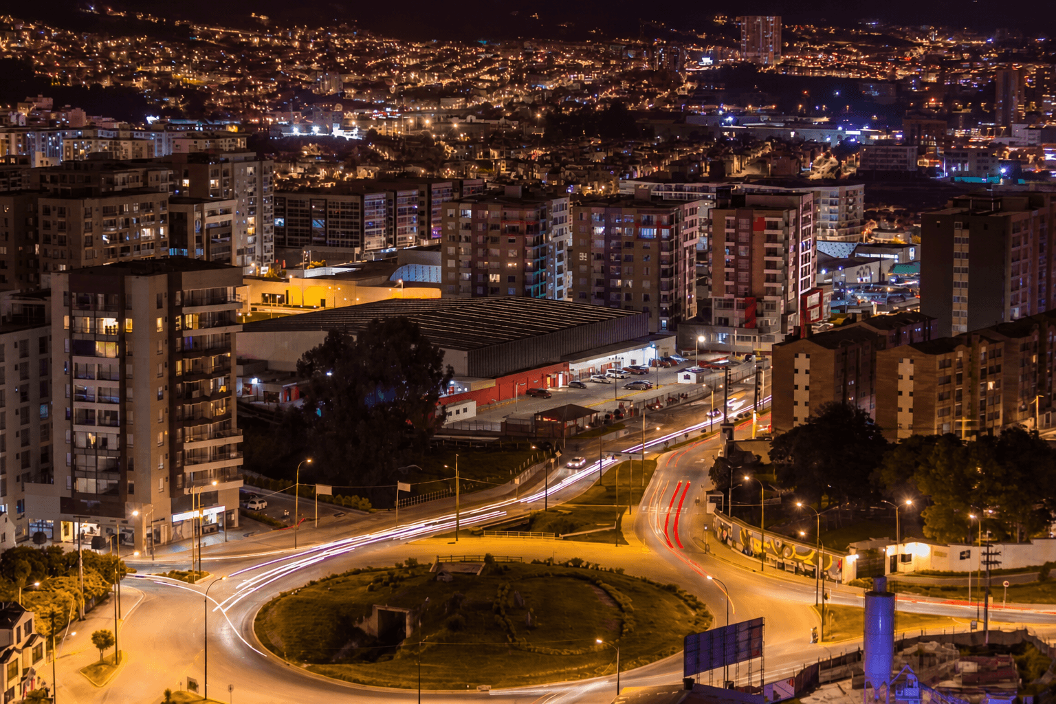 Vista nocturna de Tunja, Boyacá